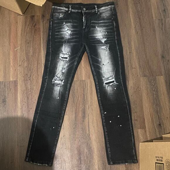 Dsquared2 Other - Dsquared 2 Black with White Fade Paint Skinny Jeans